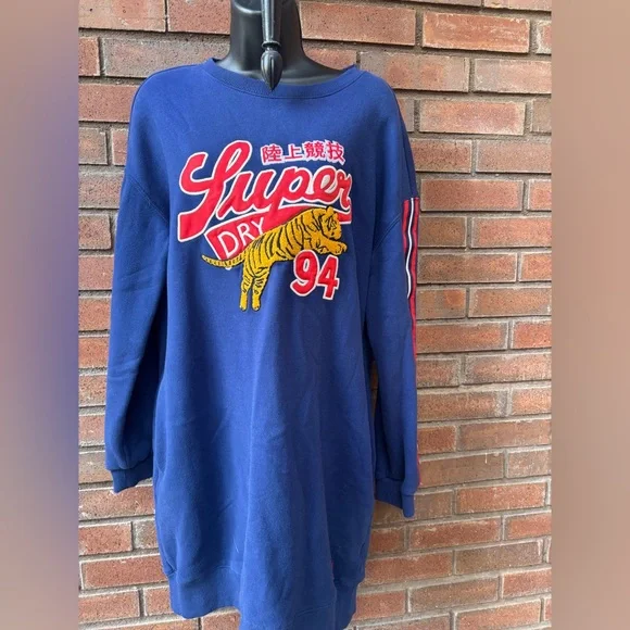 Superdry Blue Graphic Dress - Picture 2 of 6